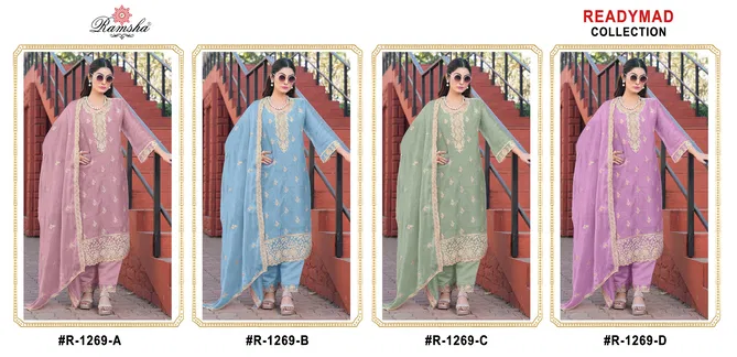 R 1269 Nx A To D By Ramsha Gold Crush Pakistani Readymade Suits Orders In India